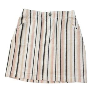 HOLLISTER Ultra High Rise Skirt White Pastel Stripe High Waist‎ Cotton Mini XS